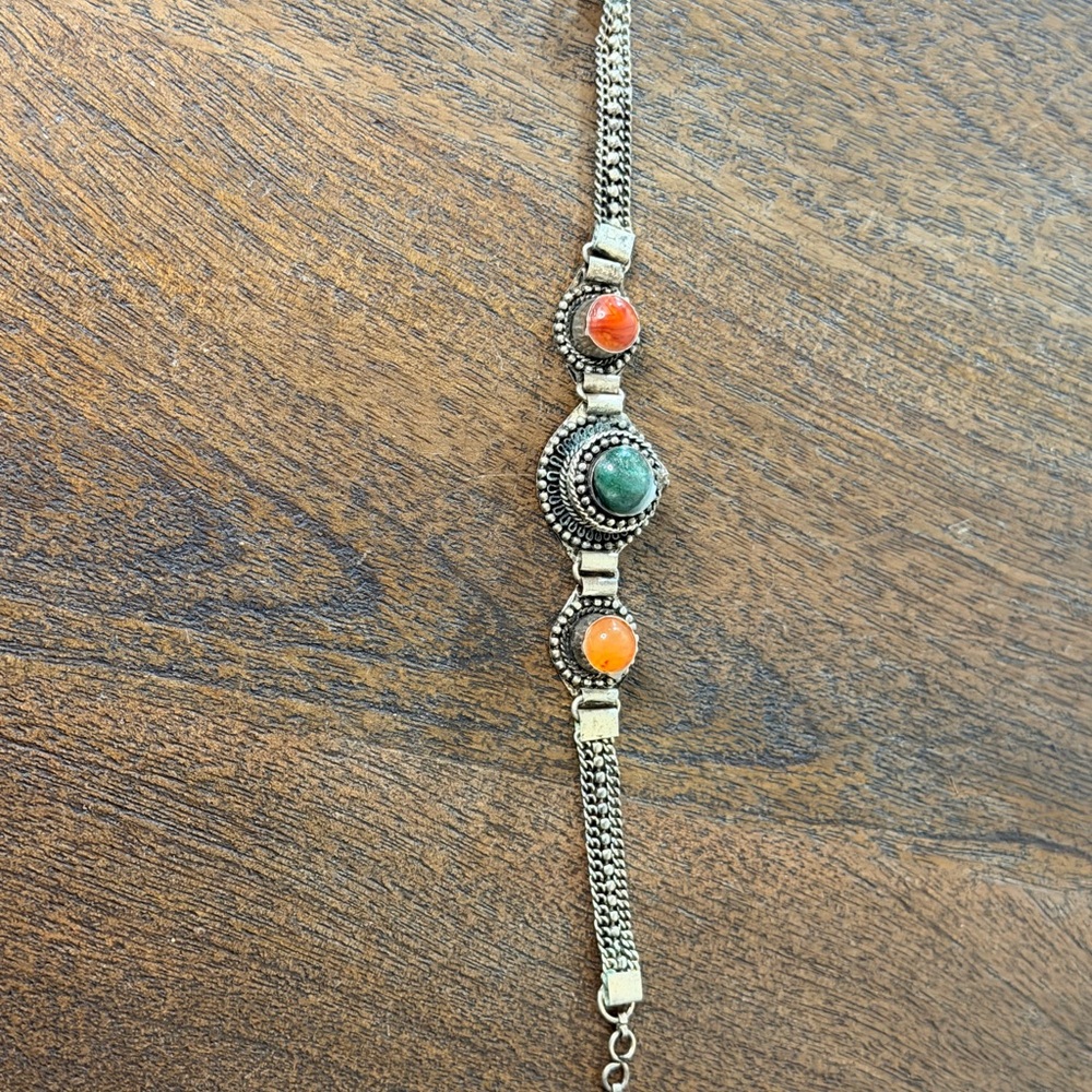 Boho Multi-Stone Bracelet, Silver Tone